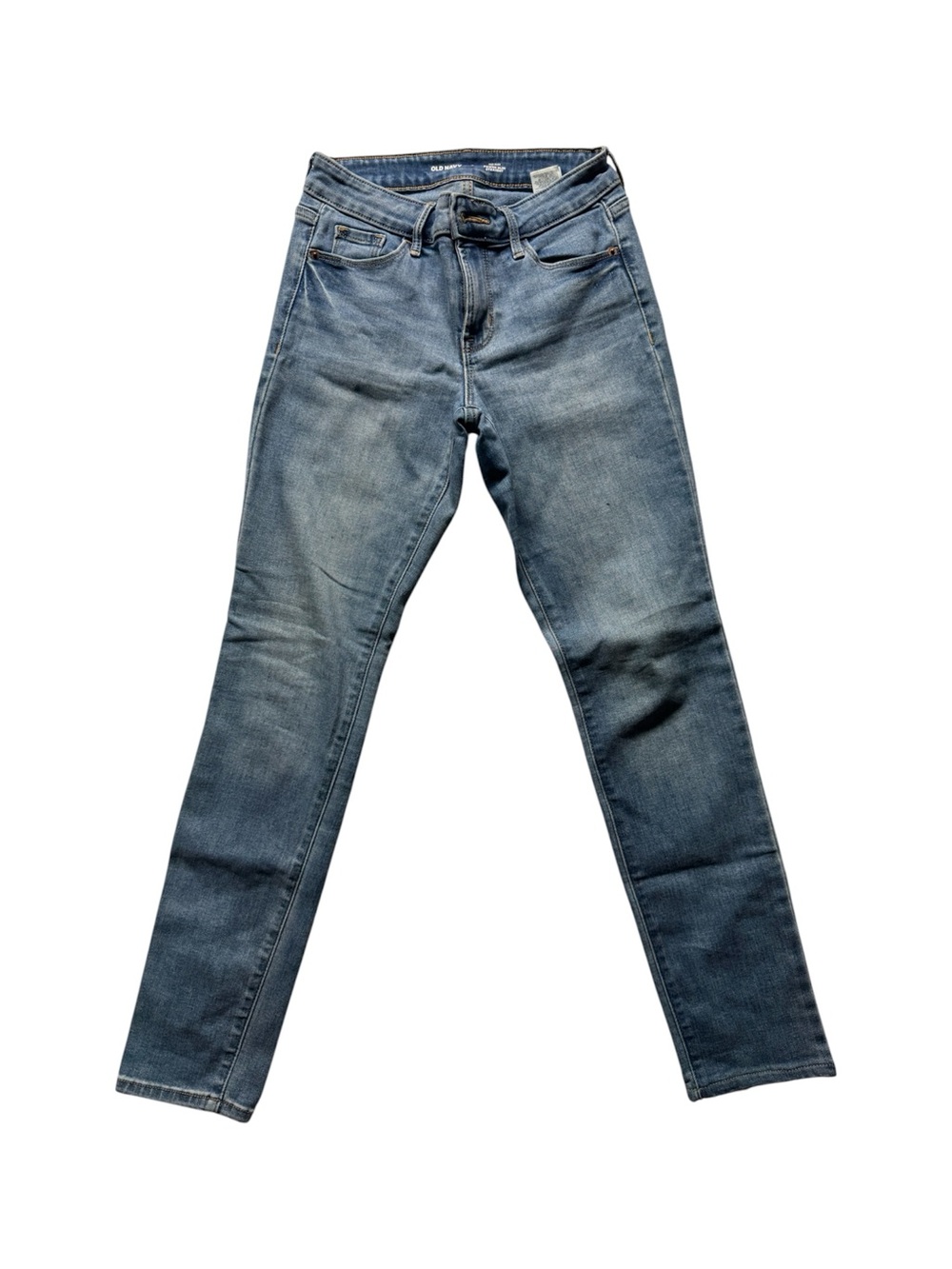 Old Navy Power Slim Straight Jeans Women Size 2 Mid Rise Medium Wash
